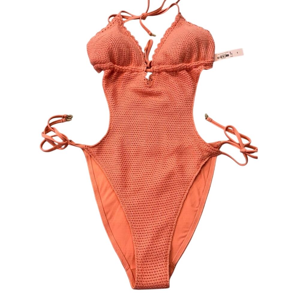 Victoria's Secret Crochet Monokini in peach